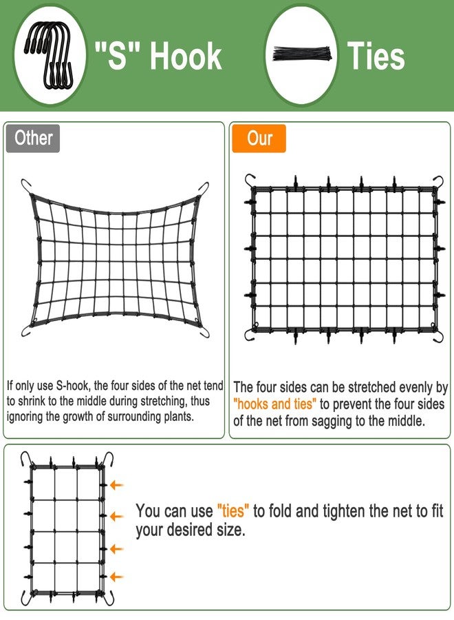 BSTPCOO شبكة تعريش BSTPCOO مقاس 2x4 لخيمة الزراعة، شبكة تعريش متينة قابلة للتمدد مع خطافات للنباتات المتسلقة، مناسبة لخيم زراعة النباتات الداخلية والخارجية، شبكة دعم تعريش الخيار للحديقة - Image 3
